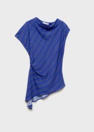 Asymmetrical striped blouse at Mango